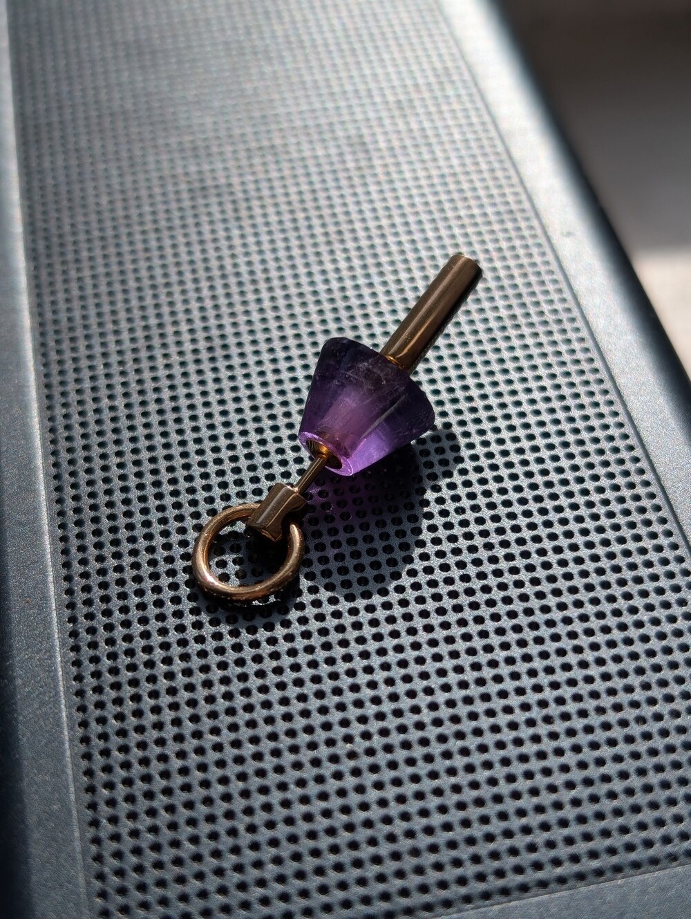 Hirotaka SPEAR door knocker spear earring, amethyst, 10k yellow gold